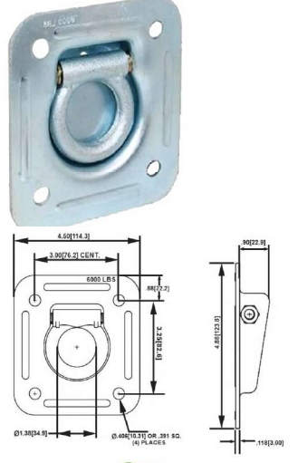 Trailer 6000 Ib Steel Tie Down Ring