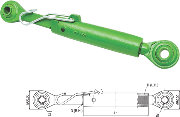 O.E.M. TOP LINKS TOP LINK ASSEMBLY (HEAVY DUTY) REPLACES J. D. 6000 SERIES - CASTED PIPE TOP LINK ASSEMBLY (HEAVY DUTY) REPLACES J. D. 6000 SERIES - CASTED PIPE